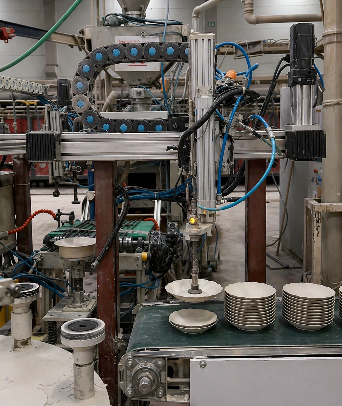 Seramik üretim hattı için pnömatik transfer sistemi